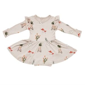 Kyte BABY Cream and Red Mushroom Print Dress